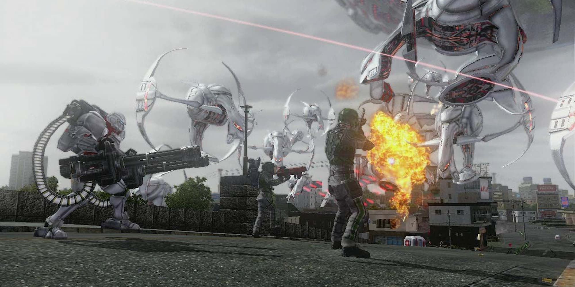 EDF heroes battle mechanized insects in Earth Defense Force 2025.