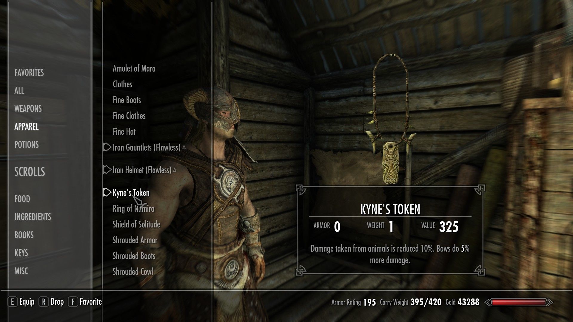 A screenshot of an inventory screen showing the Kyne Token item
