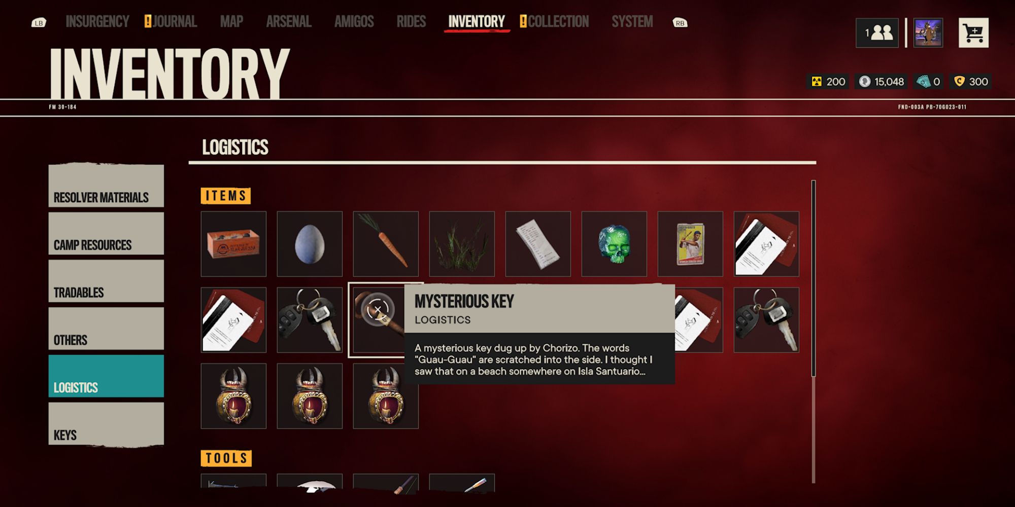 Far Cry 6 Screenshot Of Mysterious Key In Inventory
