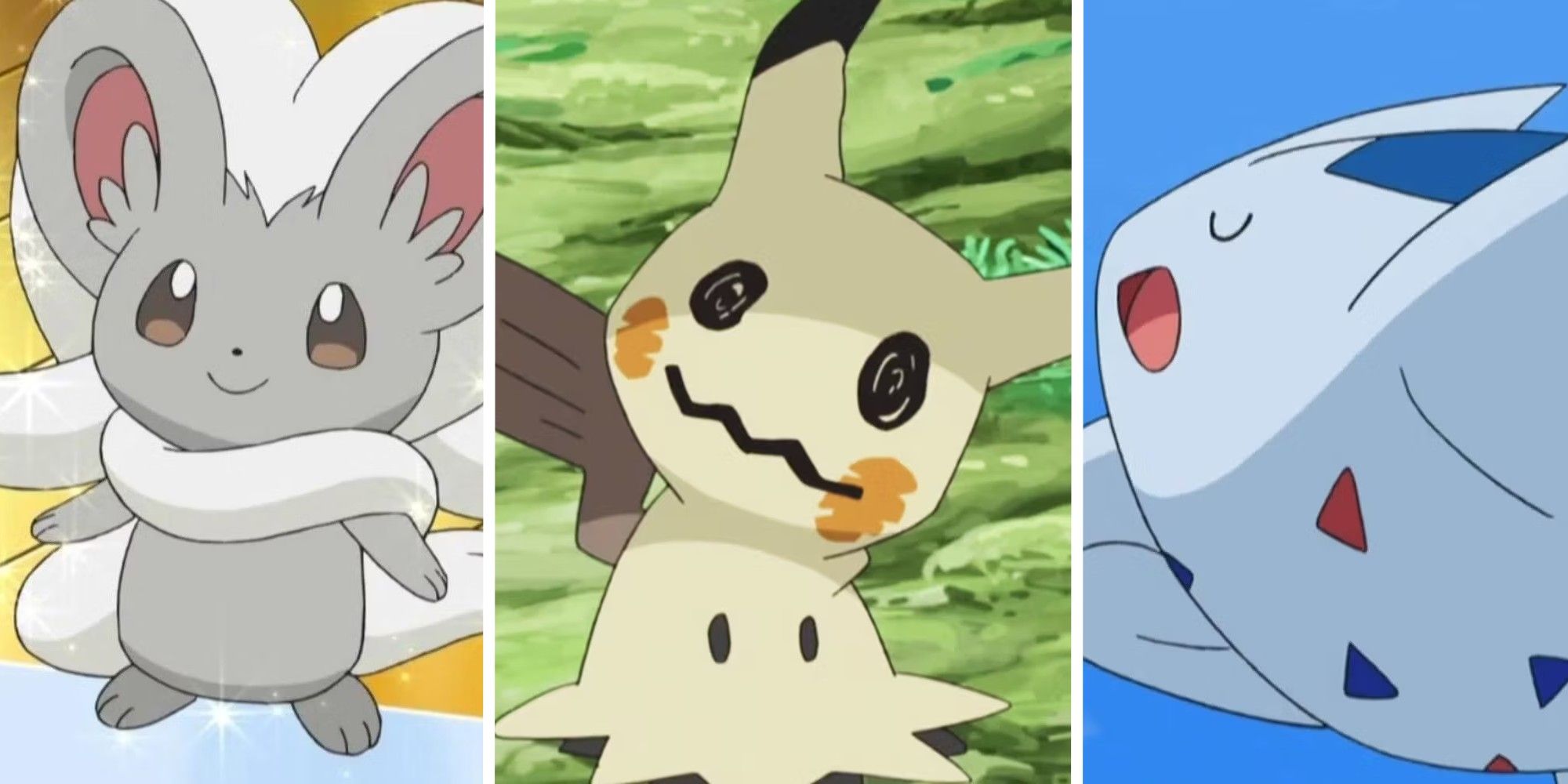 Cinccino, Mimikyu, and Togekiss from Pokemon