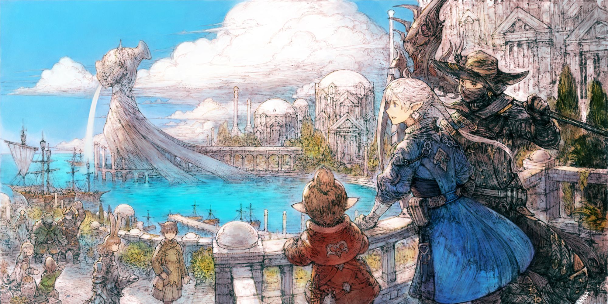 Final Fantasy 14 concept art of Old Sharlayan in Endwalker