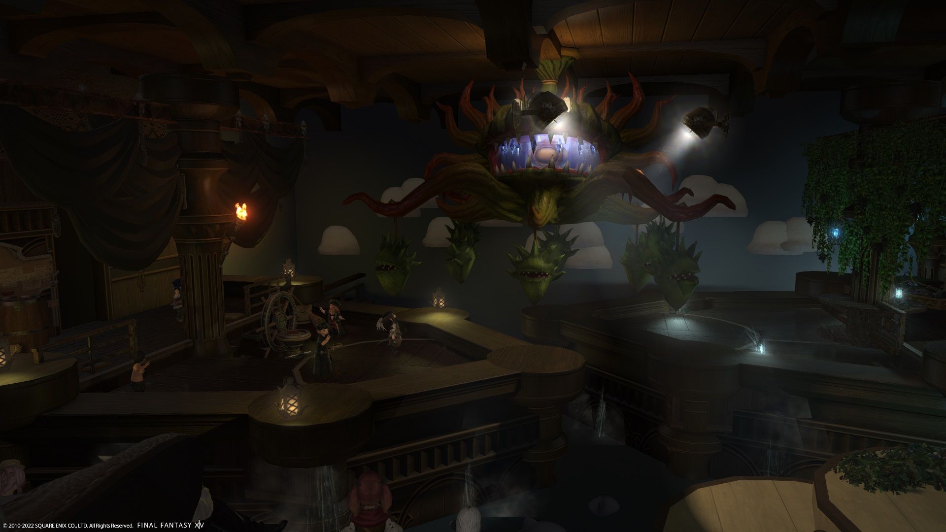 Final Fantasy 14 Lalafells of the Caribbean the Kraken attacking the ships