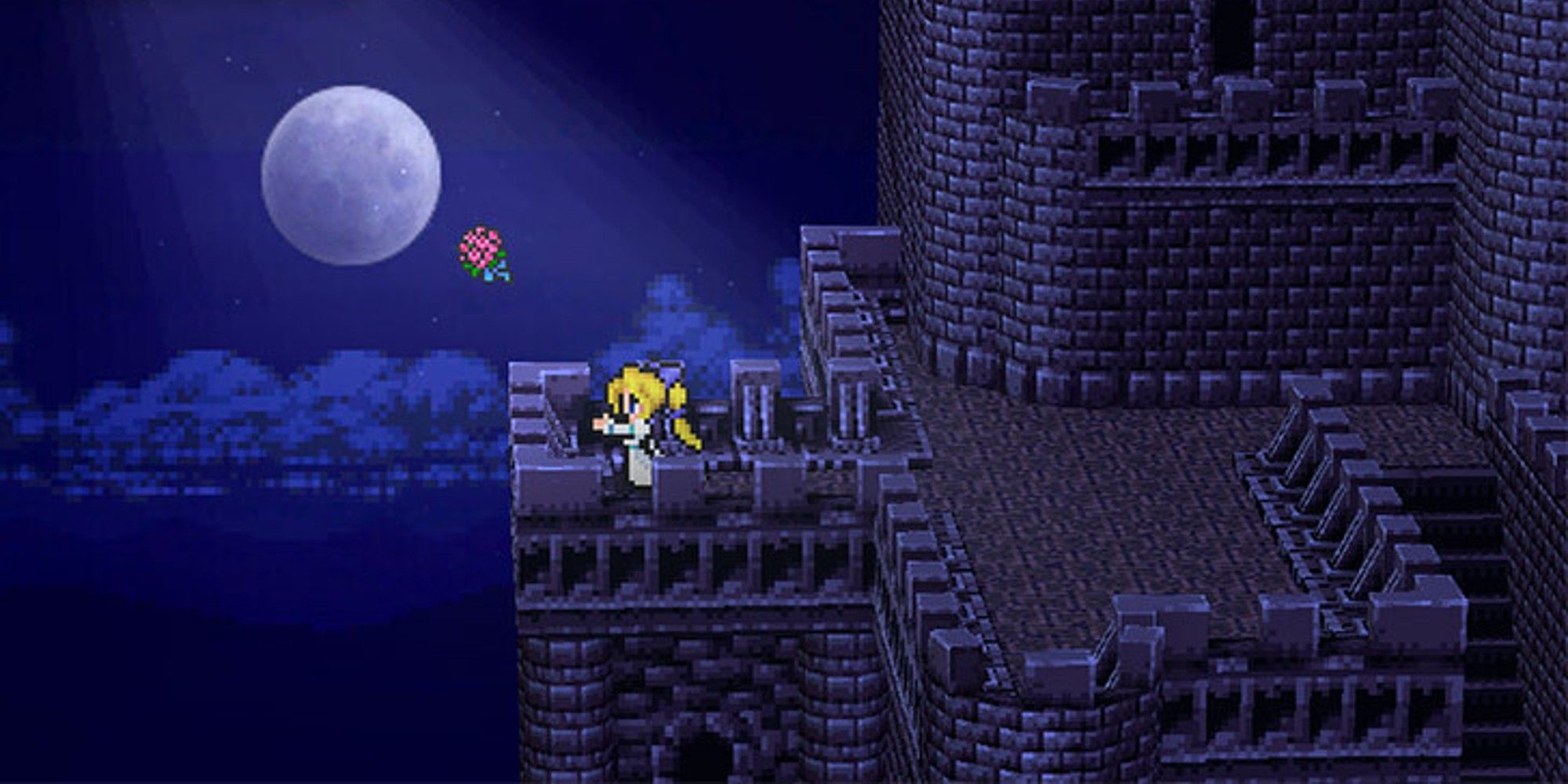 Prinzessin in einem Schloss im Final Fantasy 6 Pixel Remaster.