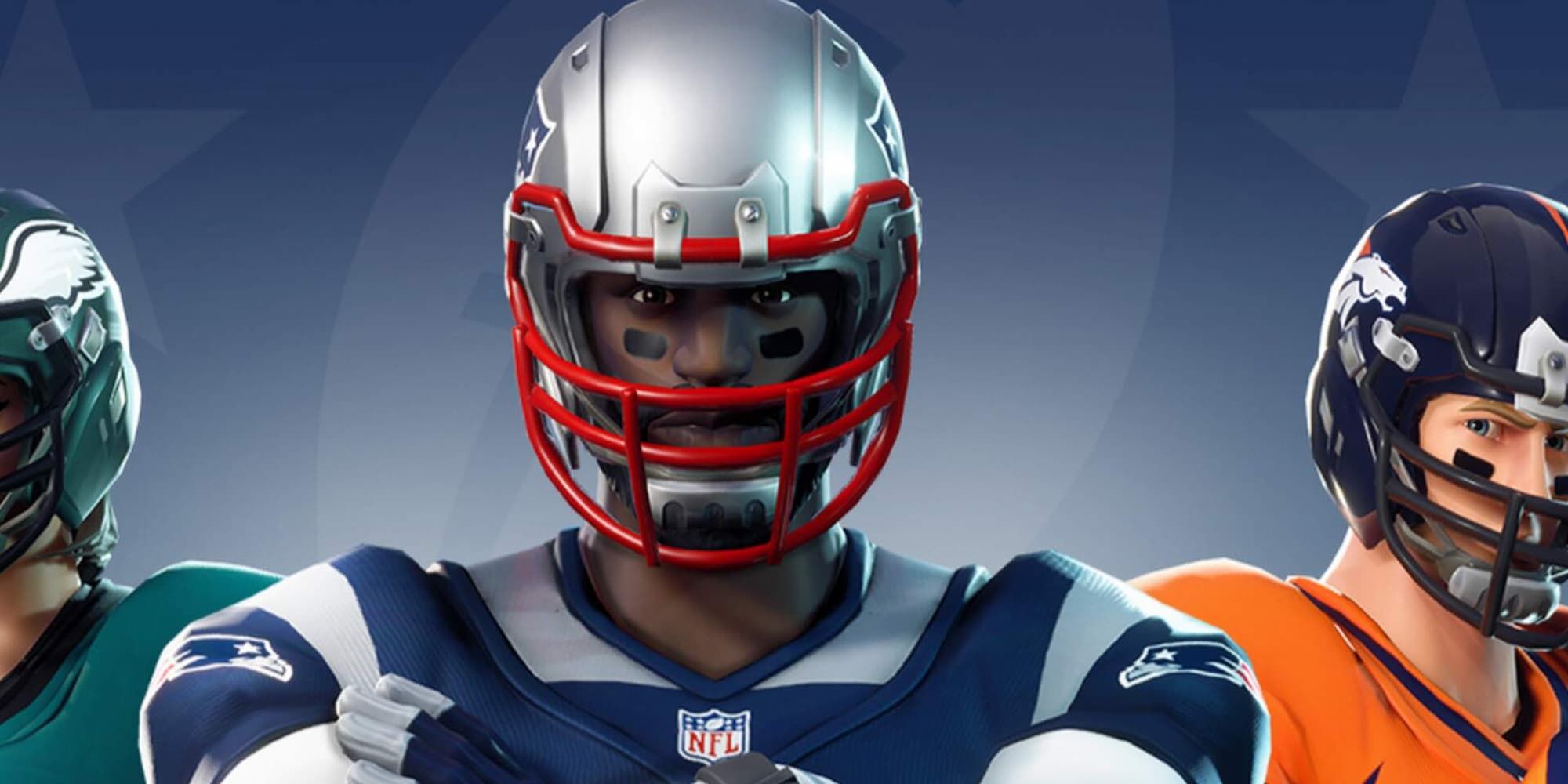 La skin New England Patriot Fortnite è incentrata su un giocatore di Eagles e Broncos su entrambi i lati.