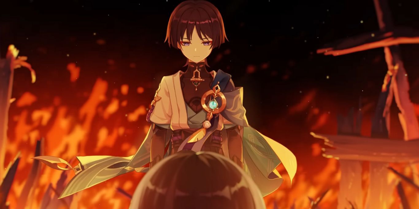 Genshin Impact Anemo Wanderer In Fire