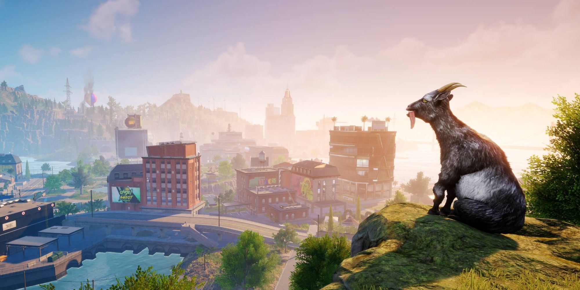 goat simulator 3 goat looking over the map