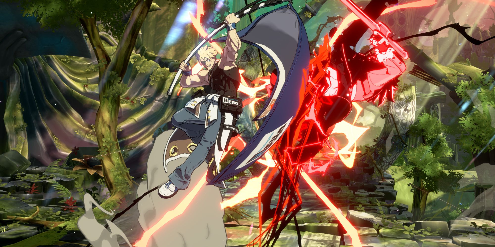 Sin Kiske performing his Hawk Breaker Special Attack on Leo Whitefang in Guilty Gear Strive