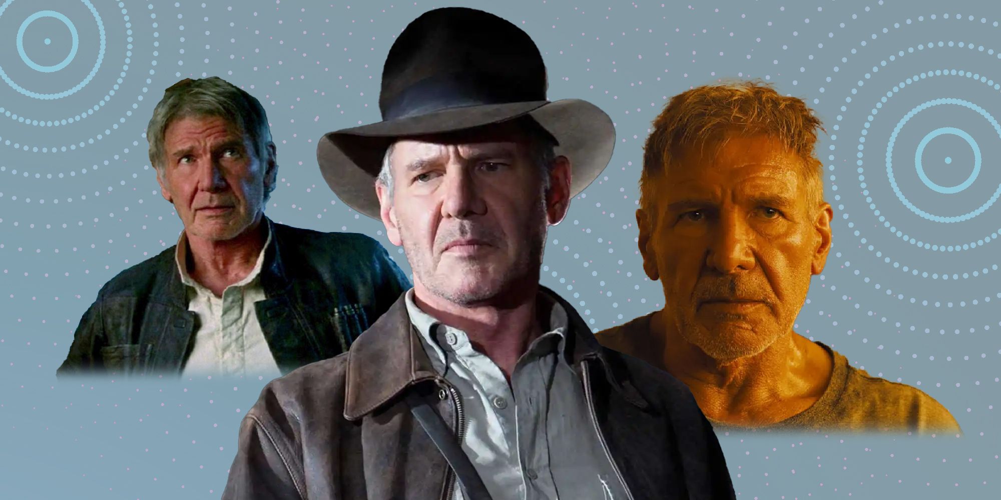 Harrison Ford in the lega-sequels to Star Wars, Indiana Jones, and Blade Runner.