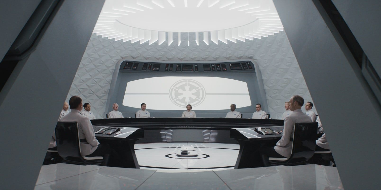 A meeting room from the Imperial Security Bureau, seen in Andor