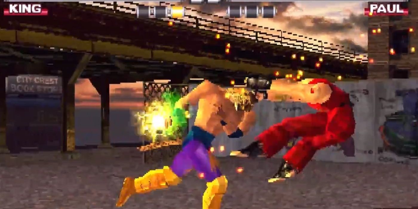 King charging at Paul in the arcade version of Tekken 3.