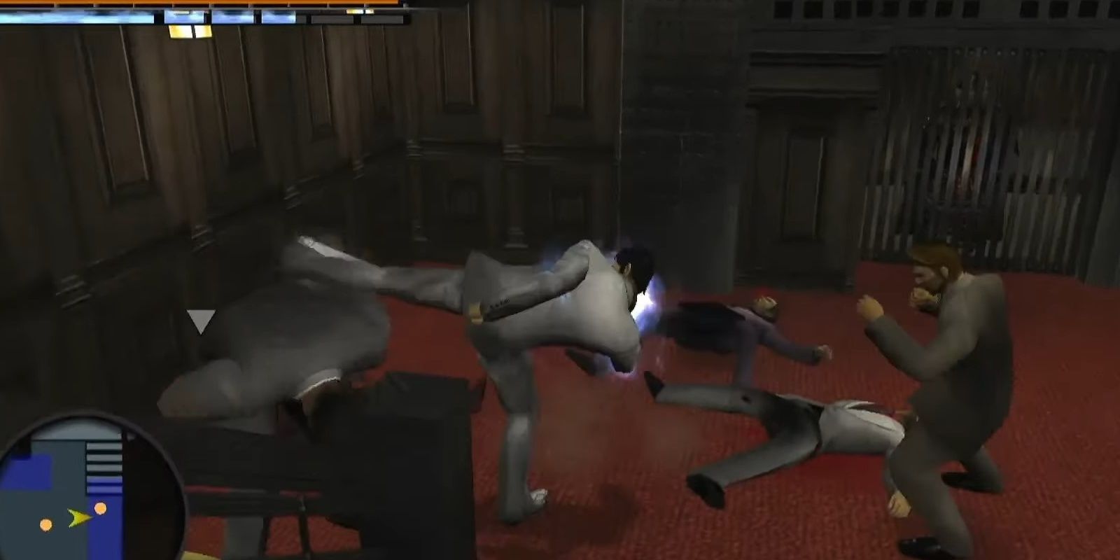 Kiryu fighting off clan members in Yakuza 2.