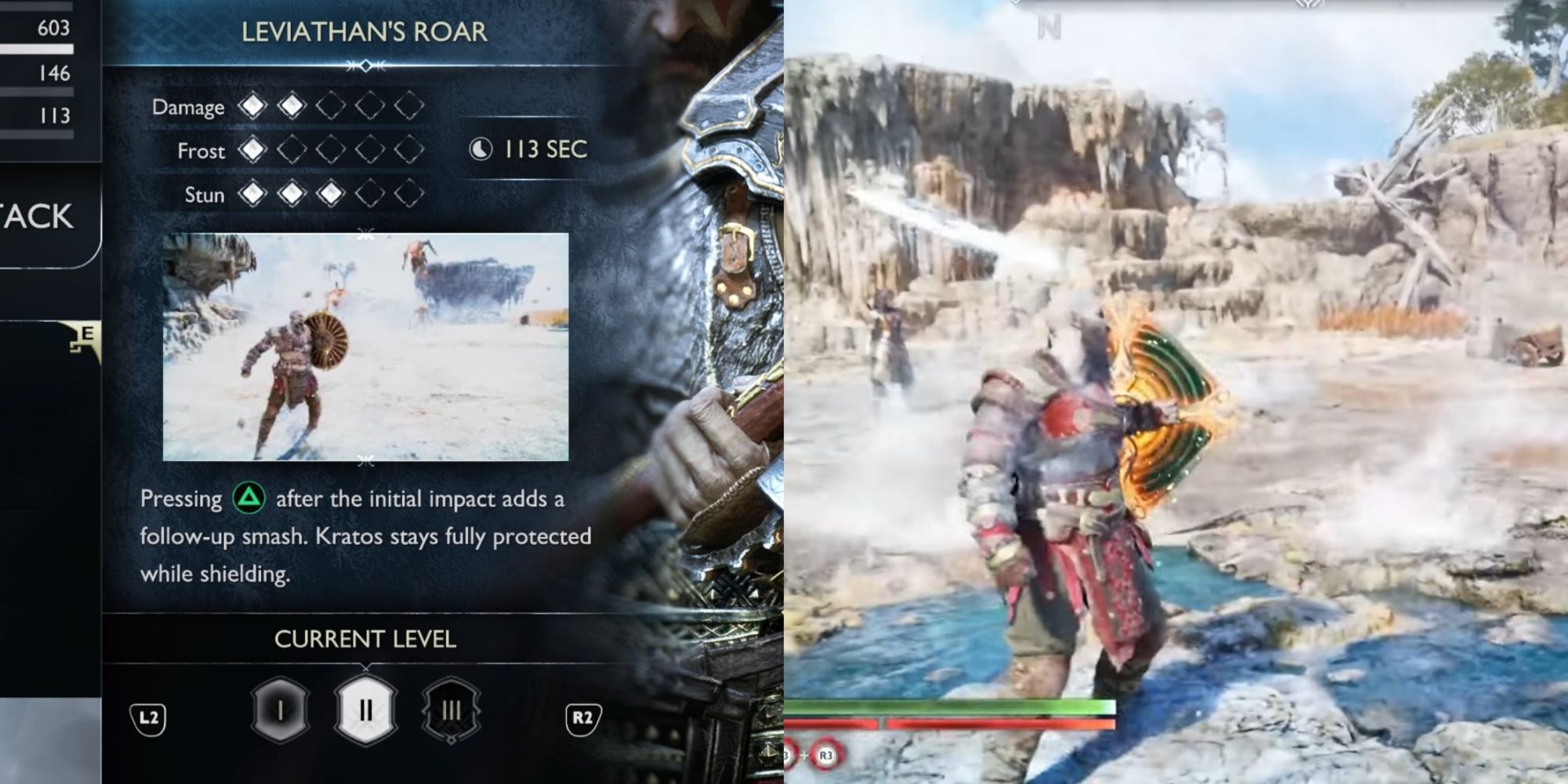 The Leviathan Axe and Leviathan's Roar Runic Attack, from God of War Ragnarok