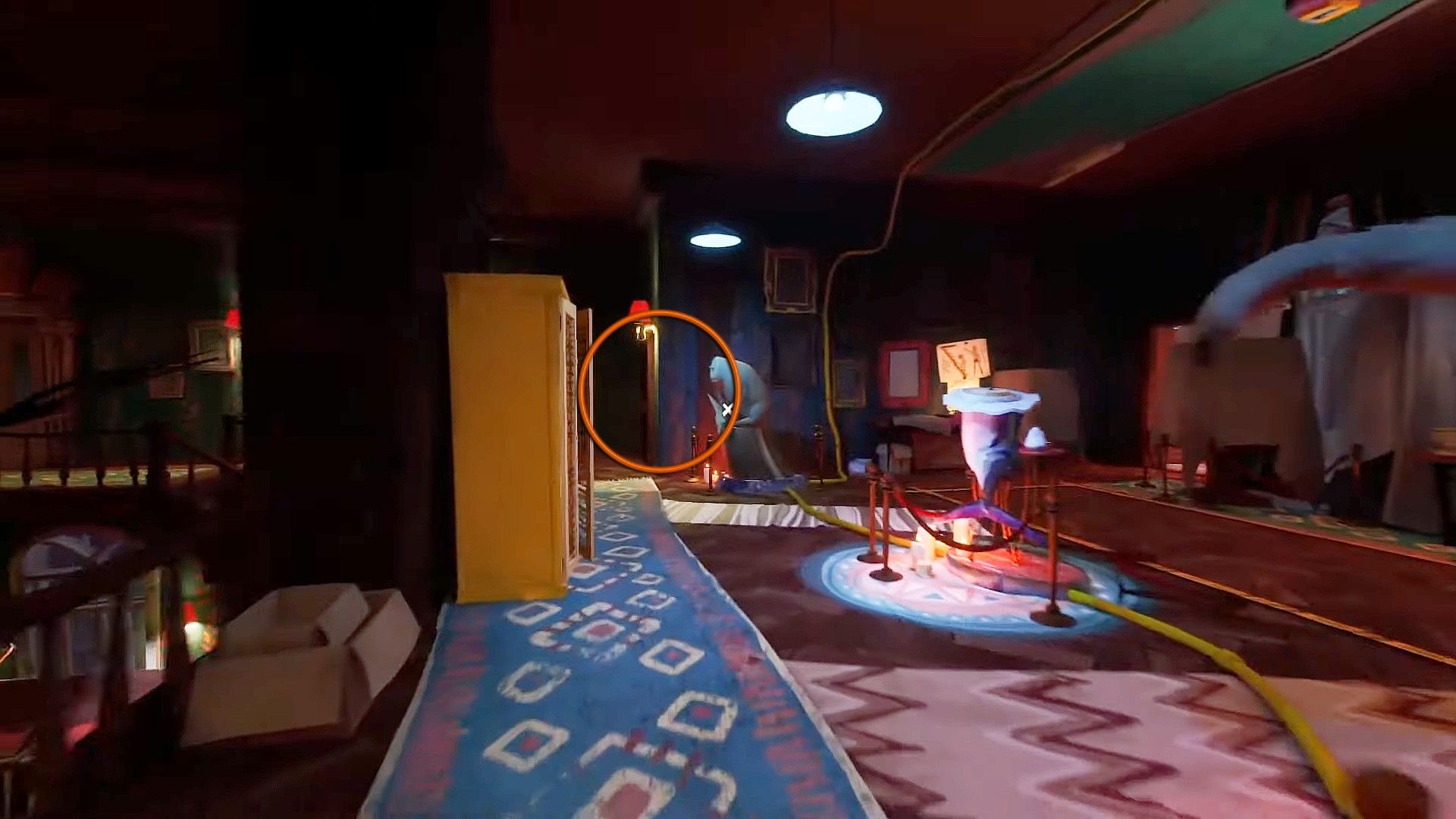 The upstairs landing of the museum in hello neighbor 2