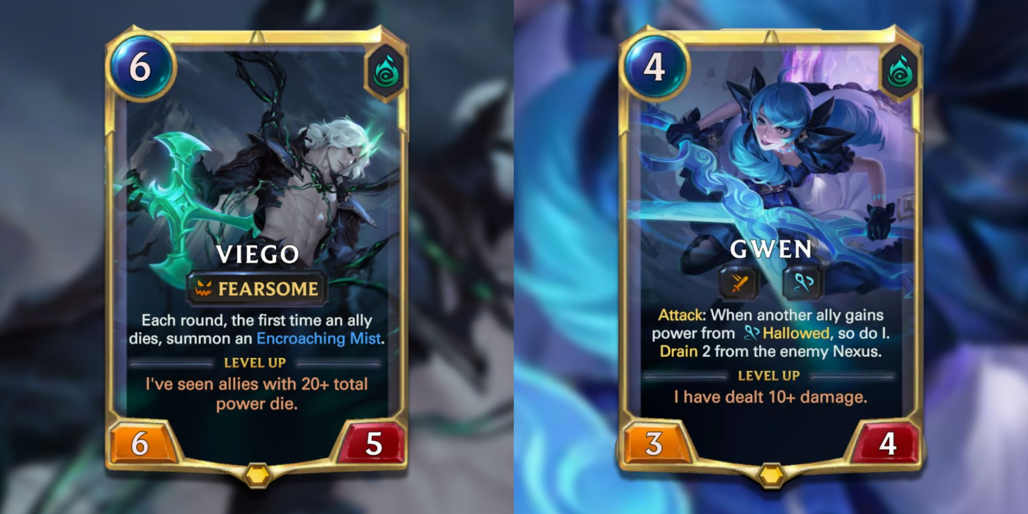 Legends of Runeterra split image of viego and gwen cards