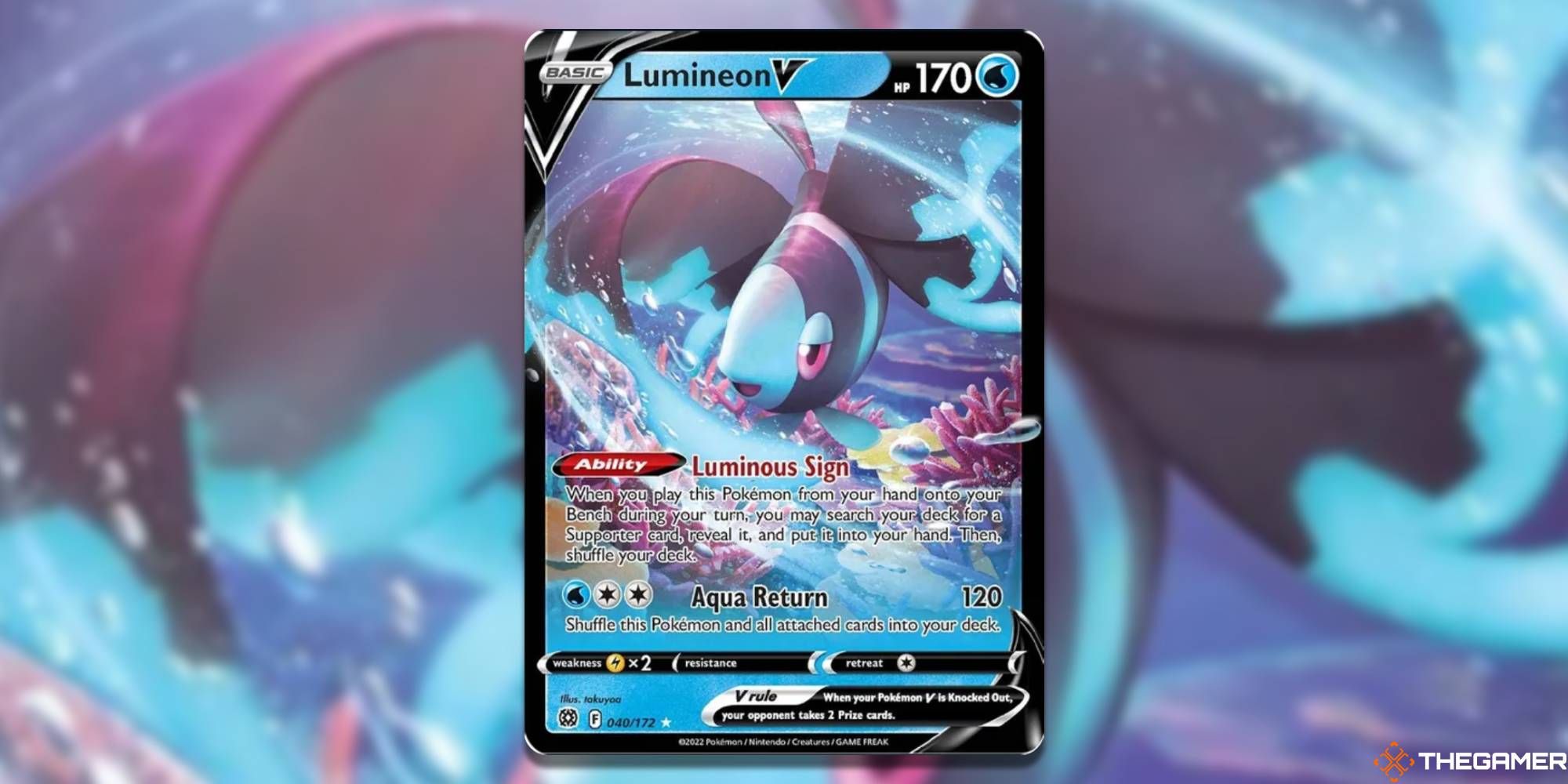 Lumineon V from Pokemon TCG with blurred background