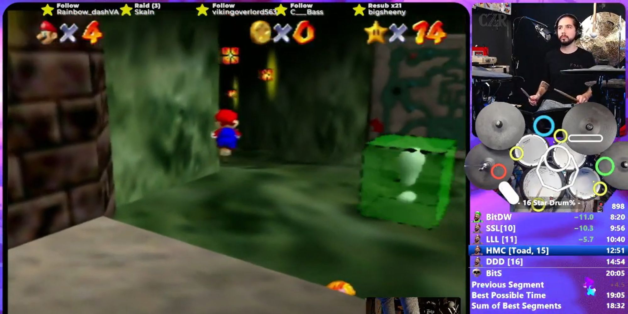 A streamer completes Super Mario 64 in just 20 minutes using a drum set!  - Meristation