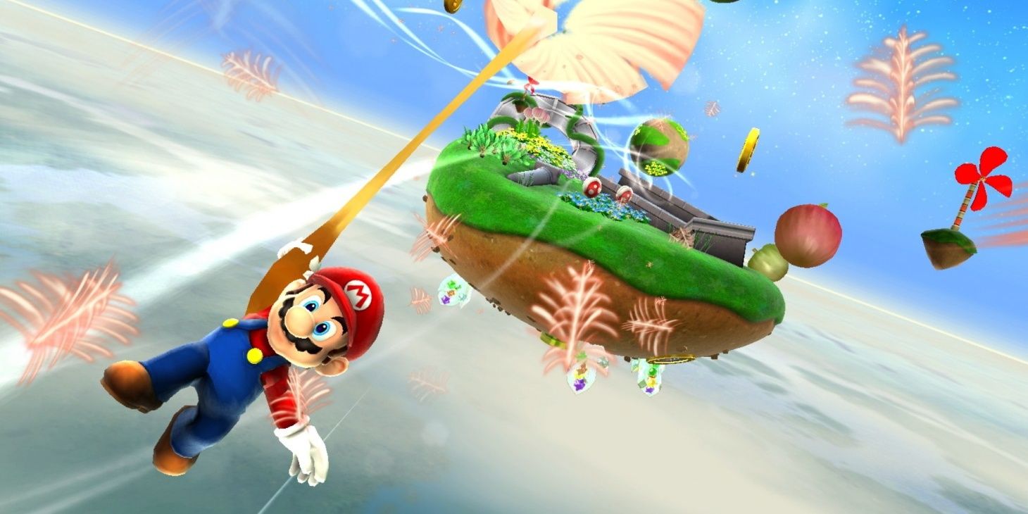 Mario floating in Super Mario Galaxy