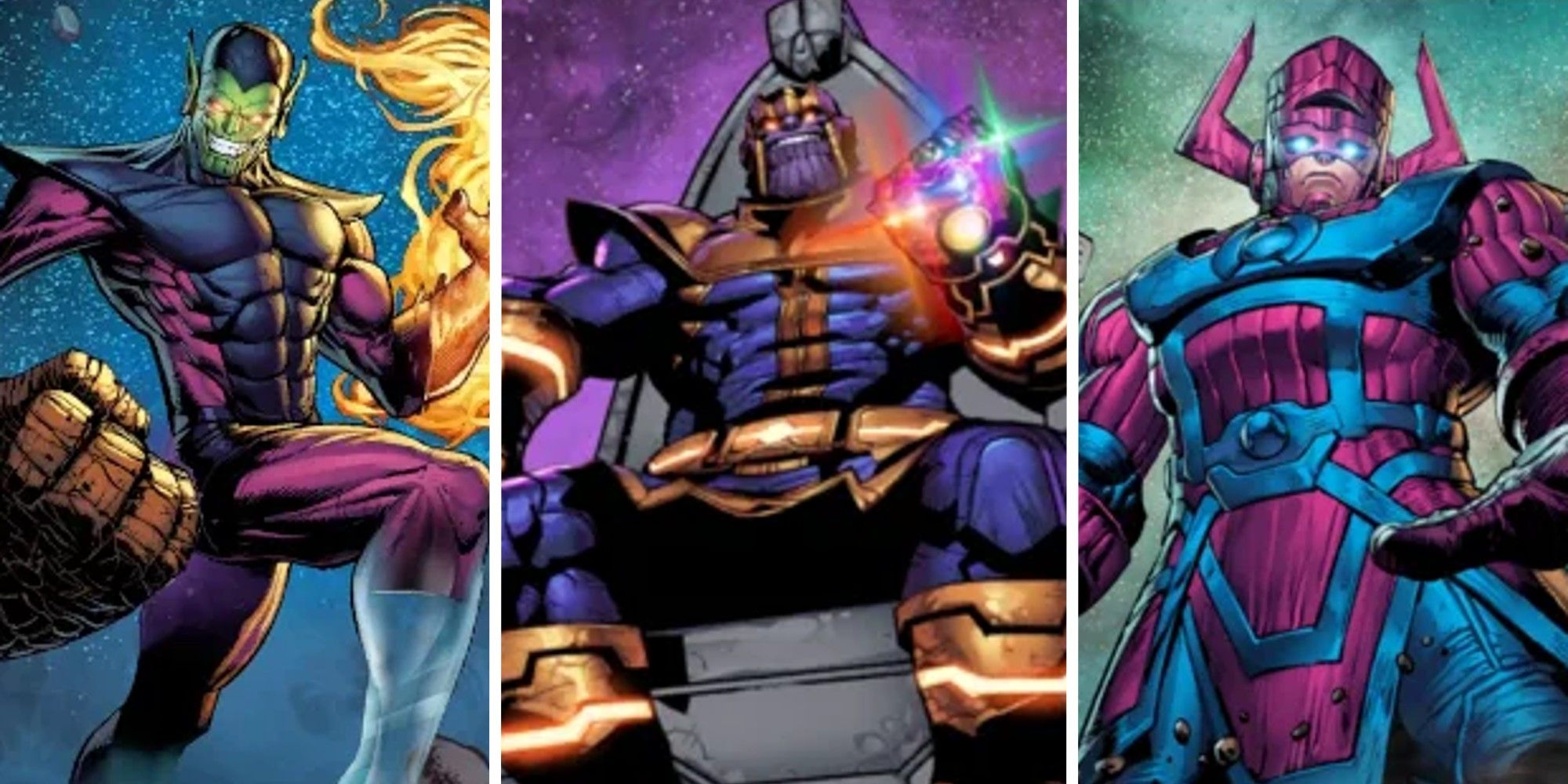 Marvel Snap Best Cards In Pool 5 Feature Image: Super Skrull, Thanos and Galactus