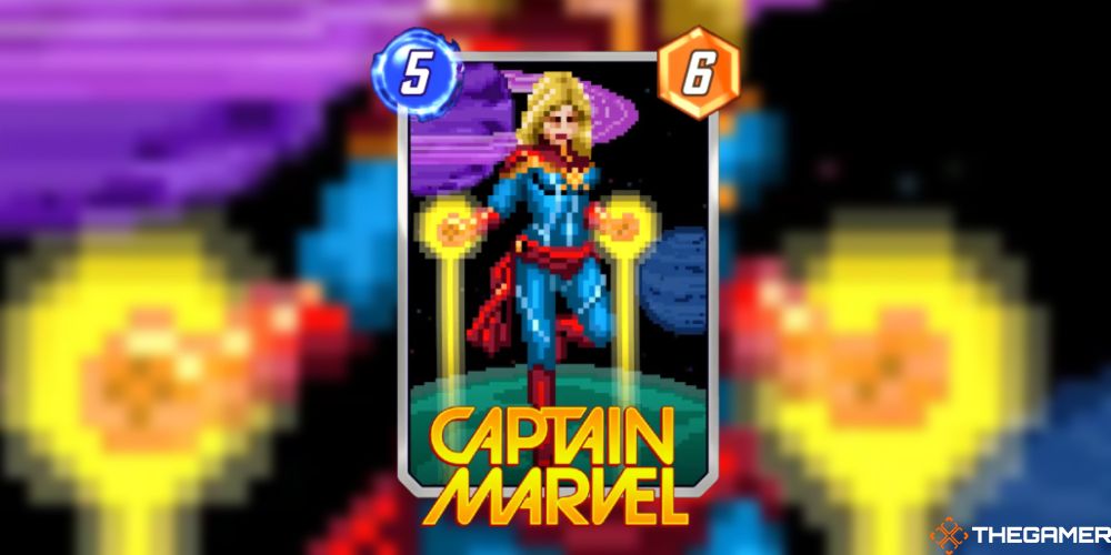 Marvel Snap Retro Variant Captain Marvel in space