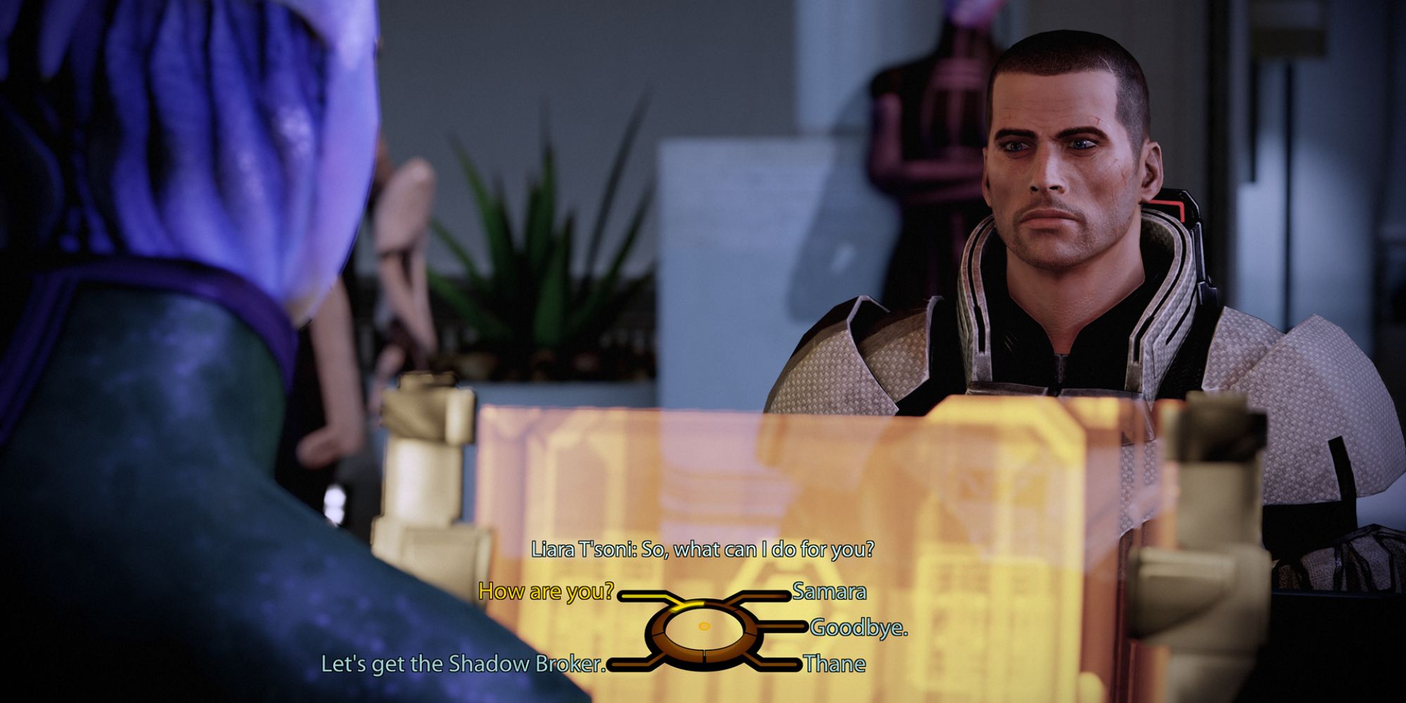 Who Is The Observer In Mass Effect 2   Mass Effect 2 Shepard Speaking To Liara 