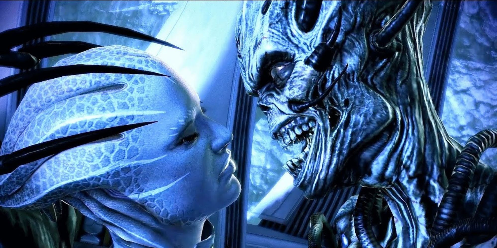 Mass Effect 3 Screenshot Of Banshee Grabbing Asari