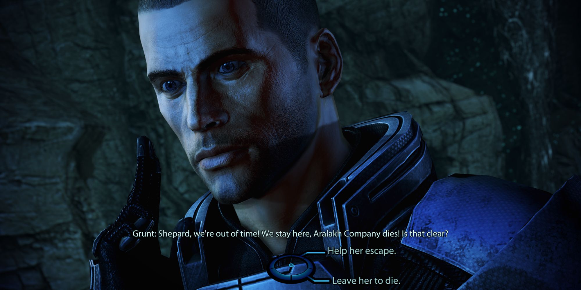 Mass Effect 3 Screenshot Of Shepard Deciding What To Do With Rachni Queen