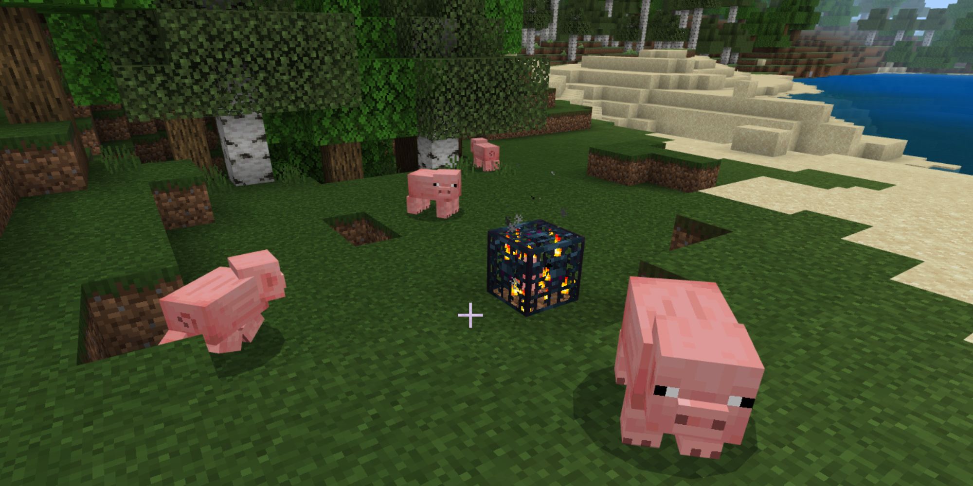 Minecraft Screenshot Of Pigs Surrounding Spawner