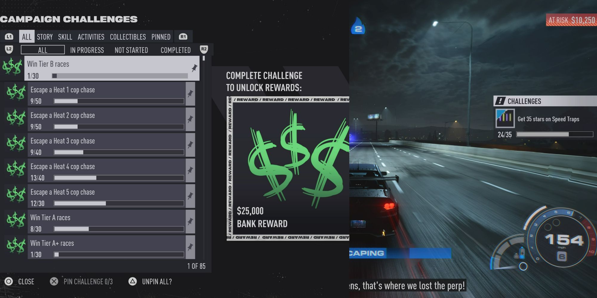 NFS Unbound Campaign Challenges