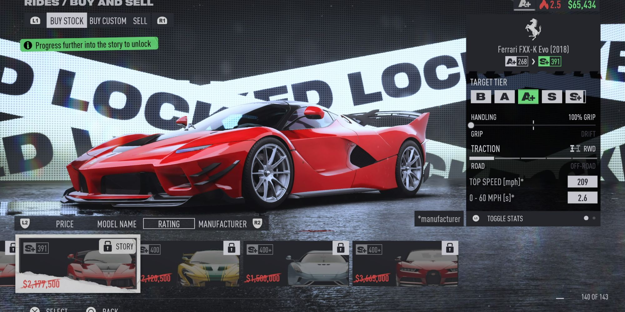 NFS Unbound Car Purchase Menu