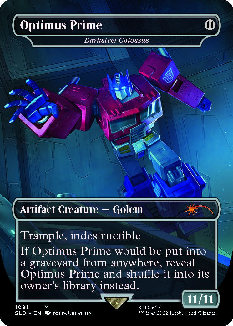 Optimus Prime's Magic: The Gathering card.
