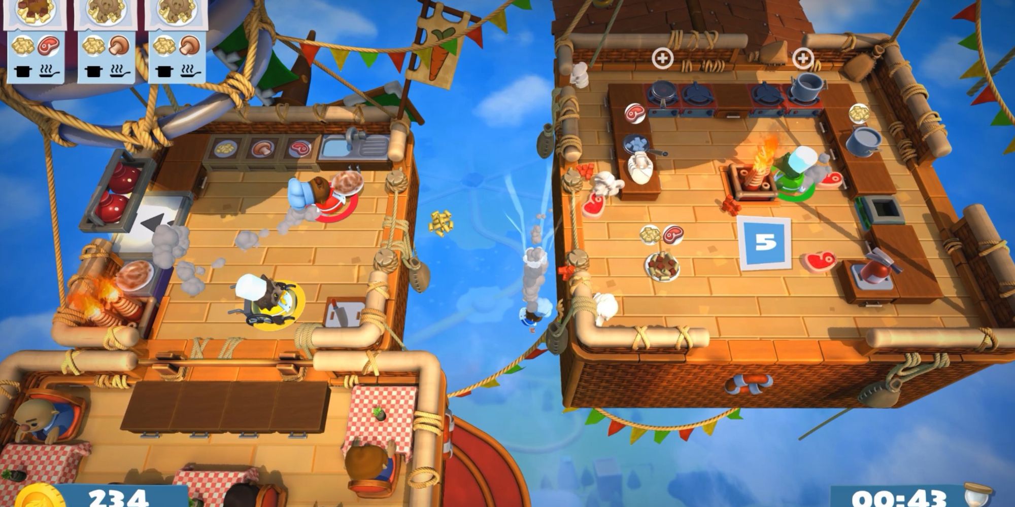 Overcooked 2 multiplayer game in hot air balloon level