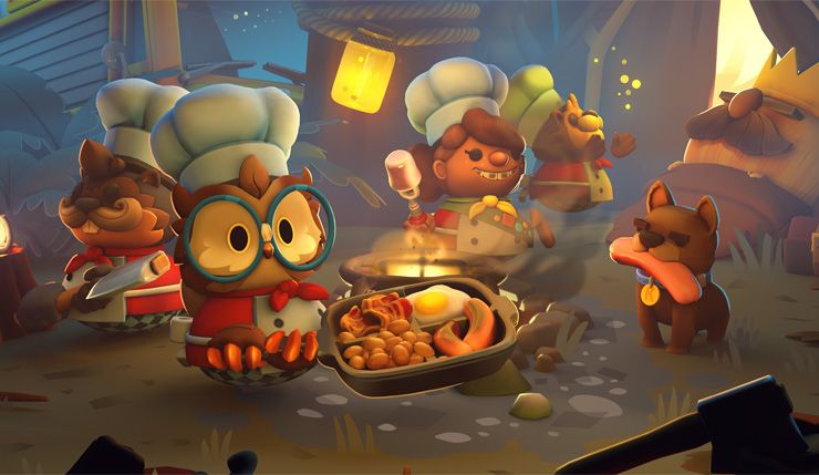 the owl from Overcooked 2 with a frying pan