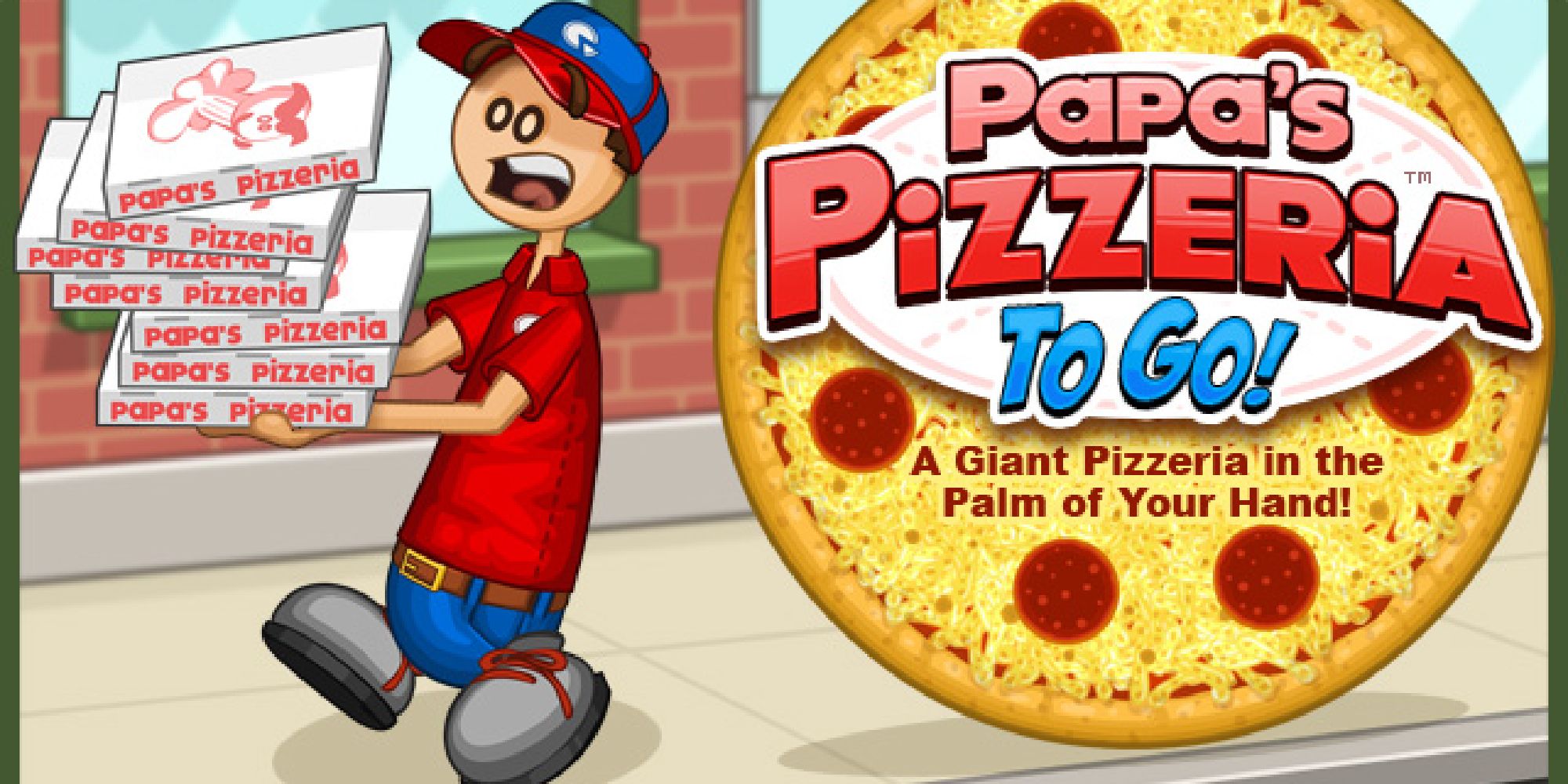 papas pizzeria to go promotional art showing pizza delivery