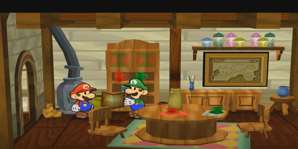Luigi Handing Mario A Map In Paper Mario: The Thousand-Year Door