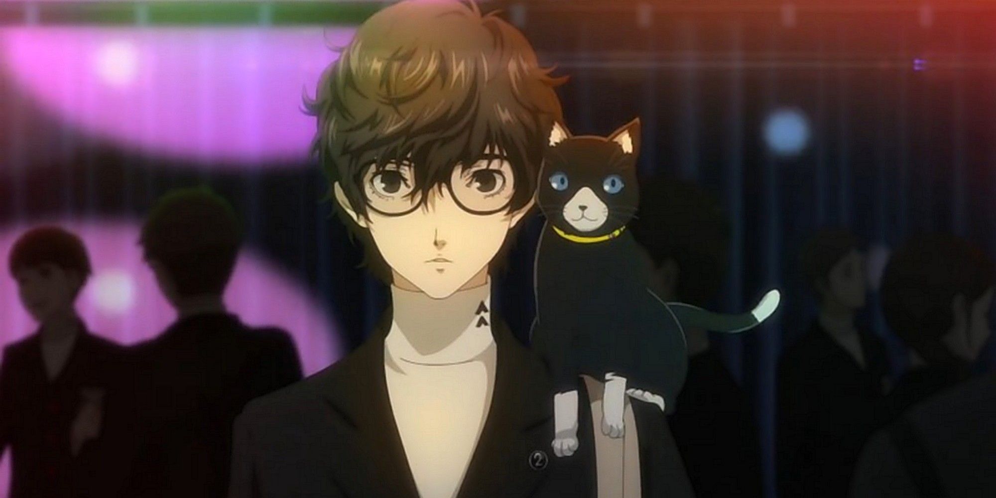 persona 5 royal joker and morgana from the anime at a club