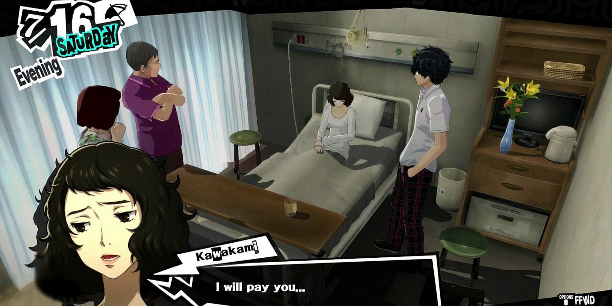persona 5 royal kawakami and joker in the hospital student's parents mementos request