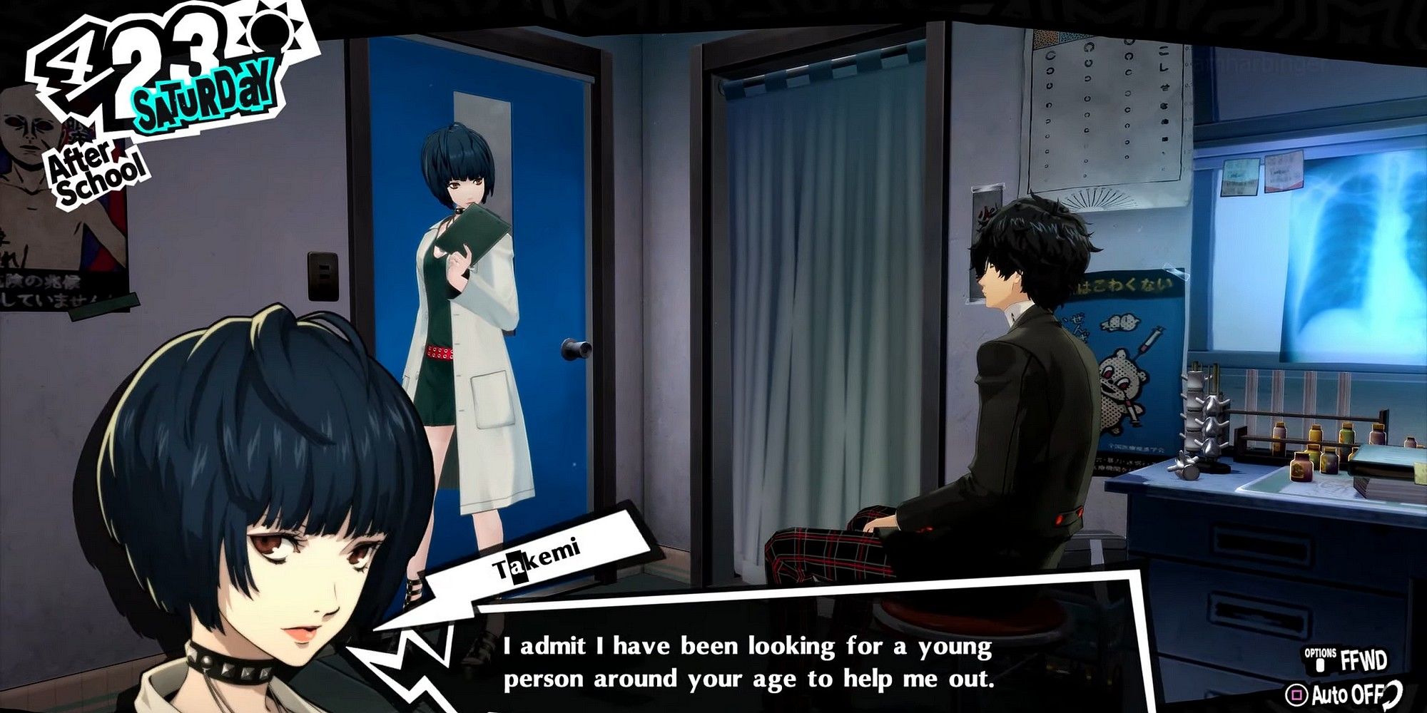 persona 5 royal takemi proposing the clinical trials
