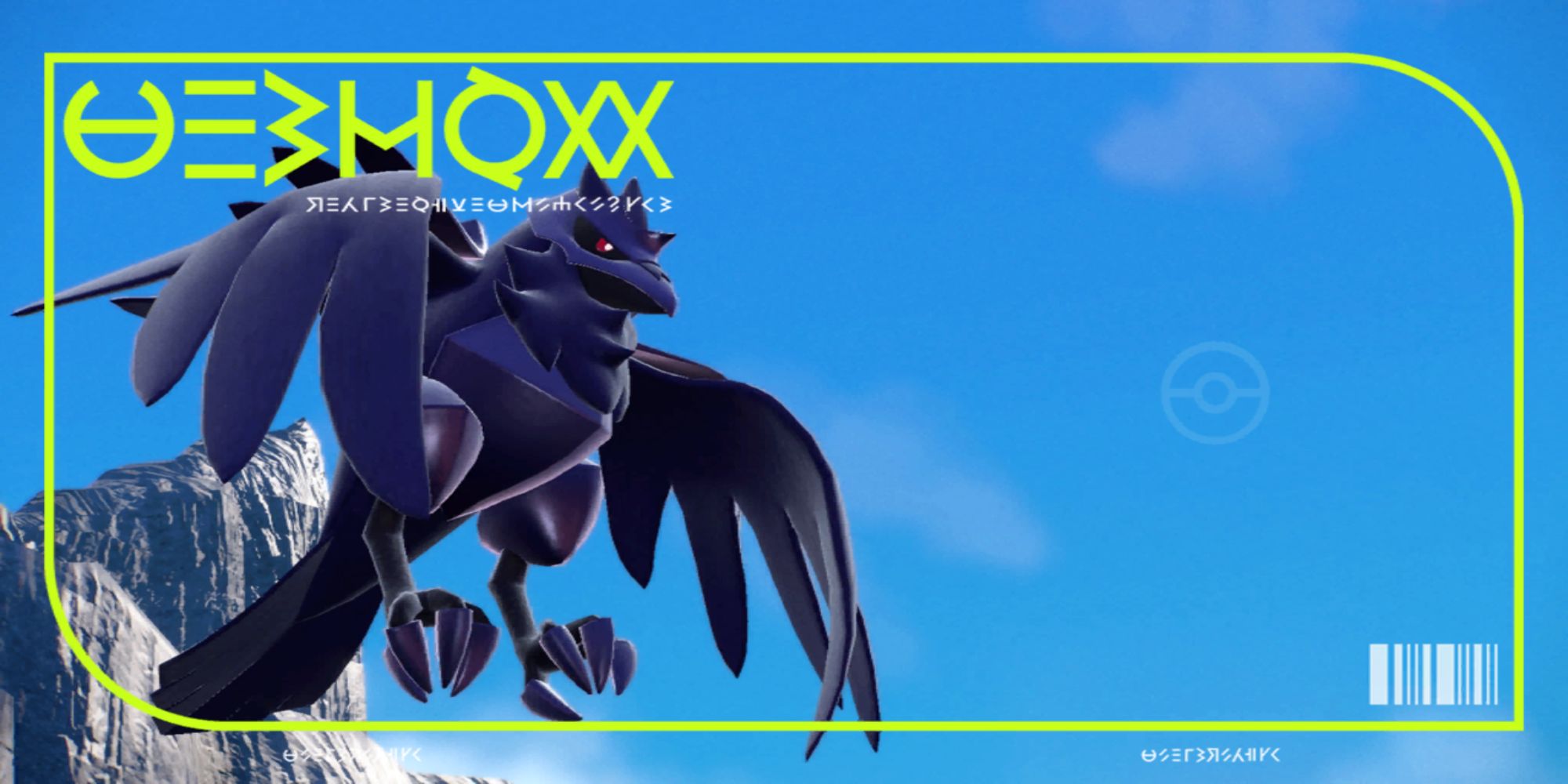 Corviknight flying through the sky ready to swoop down on its prey in Pokemon Scarlet & Violet.