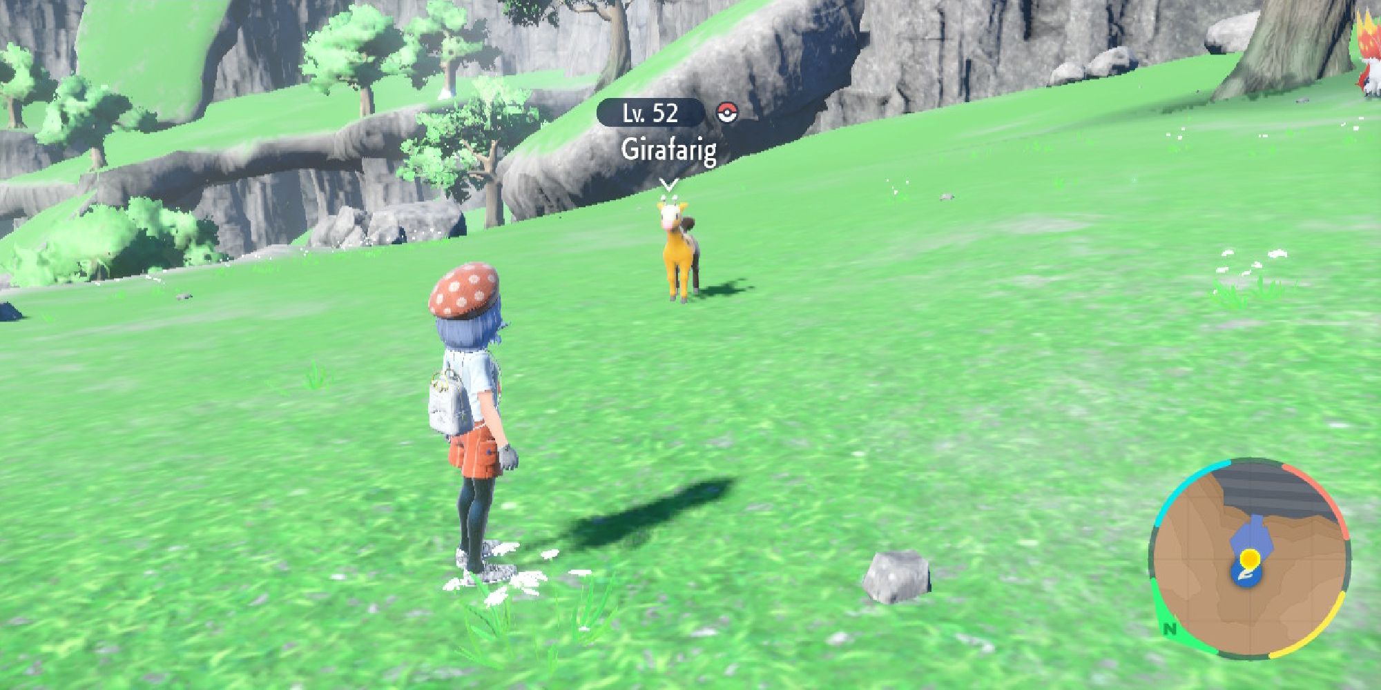 player in area zero facing a girafarig