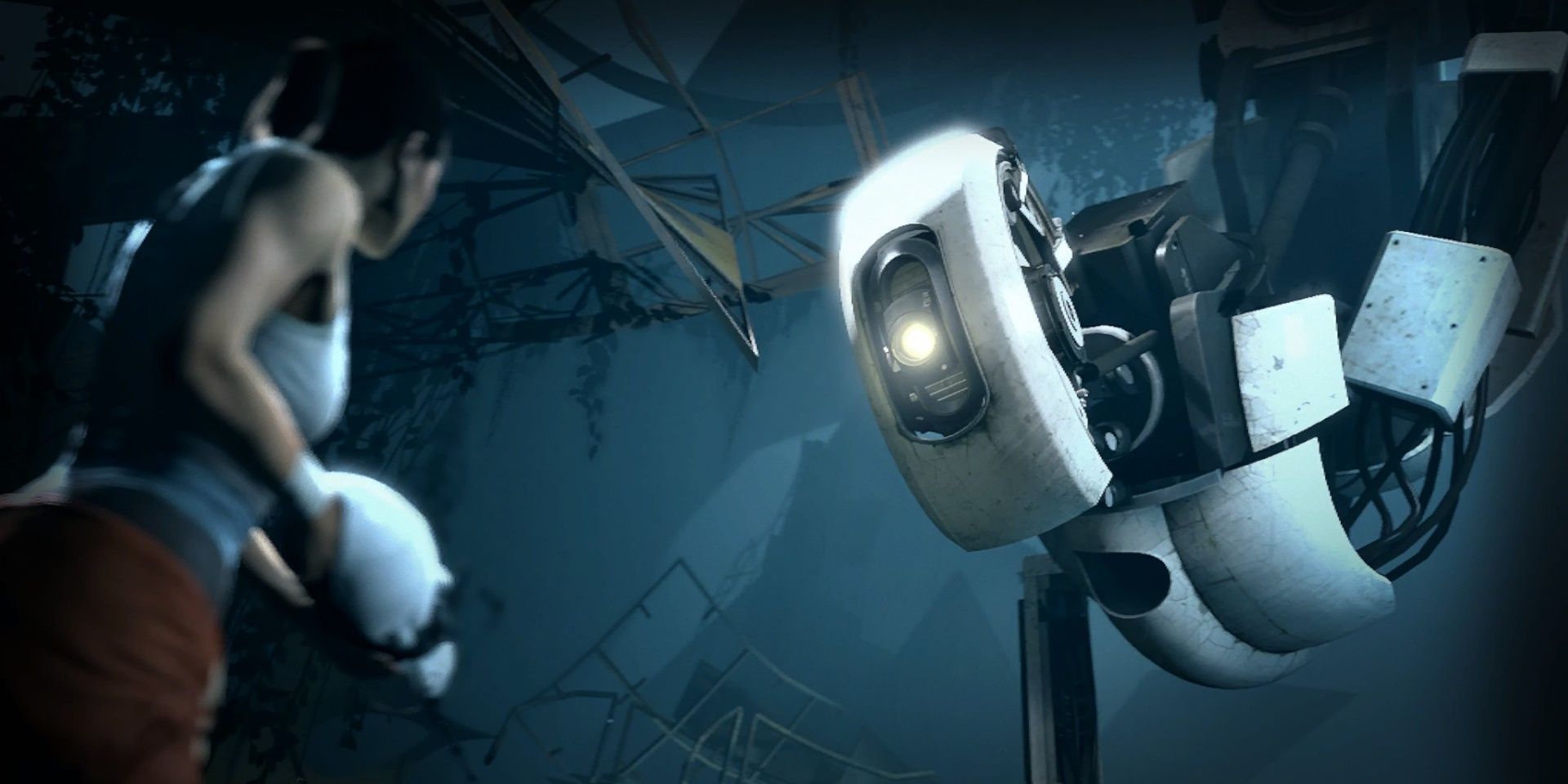 Portal 2 - Glados Looking At Chell 