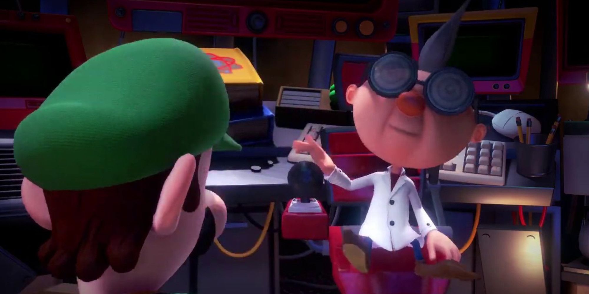 Professor E. Gadd talking to Luigi in Luigi's Mansion 3