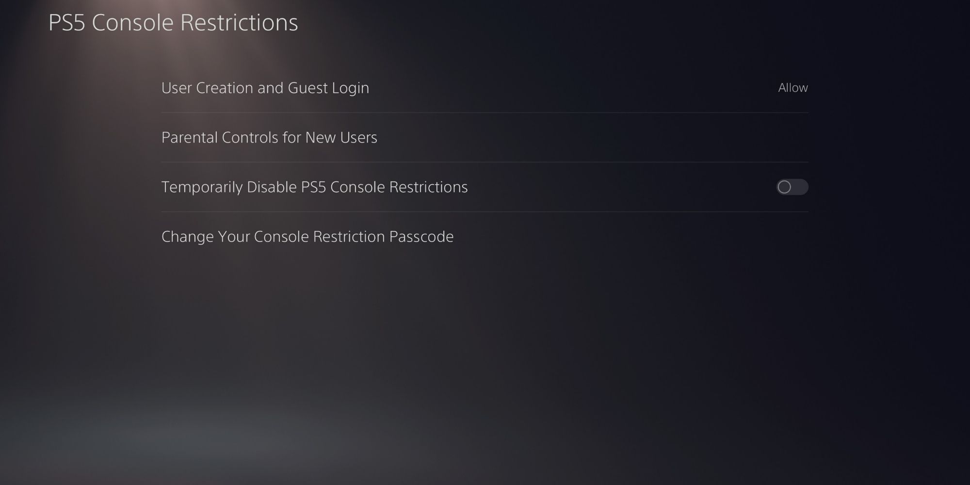PS5 Guide Console Restrictions