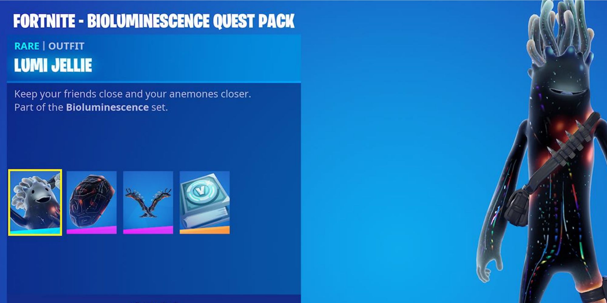 all of the items included with the bioluminescence quest pack