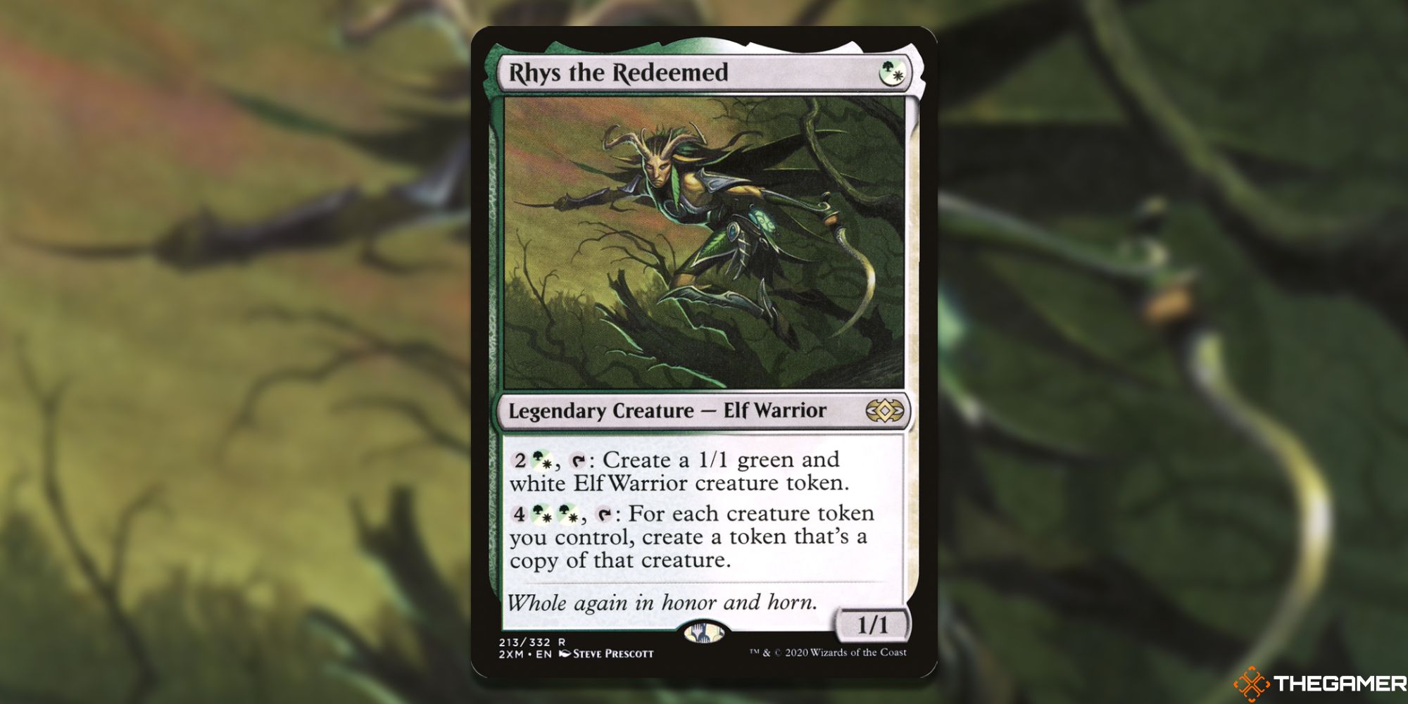 Image of the Rhys the Redeemed card in Magic: The Gathering, with art by Steve Prescott