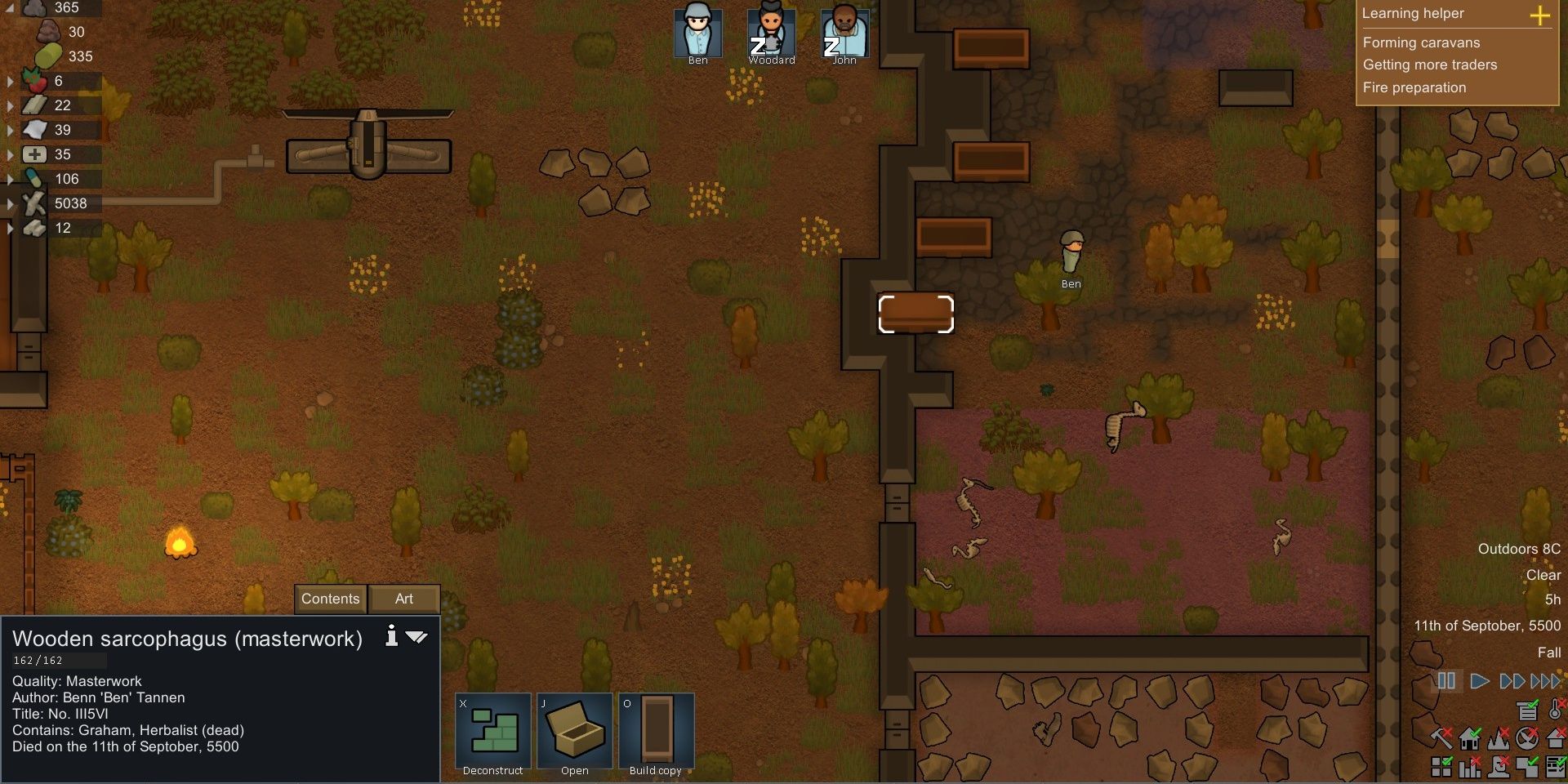 A colonist grieving for the deceased