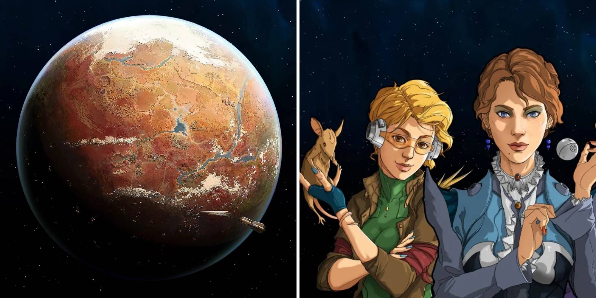 RimWorld Details Feature Image with planet and main characters