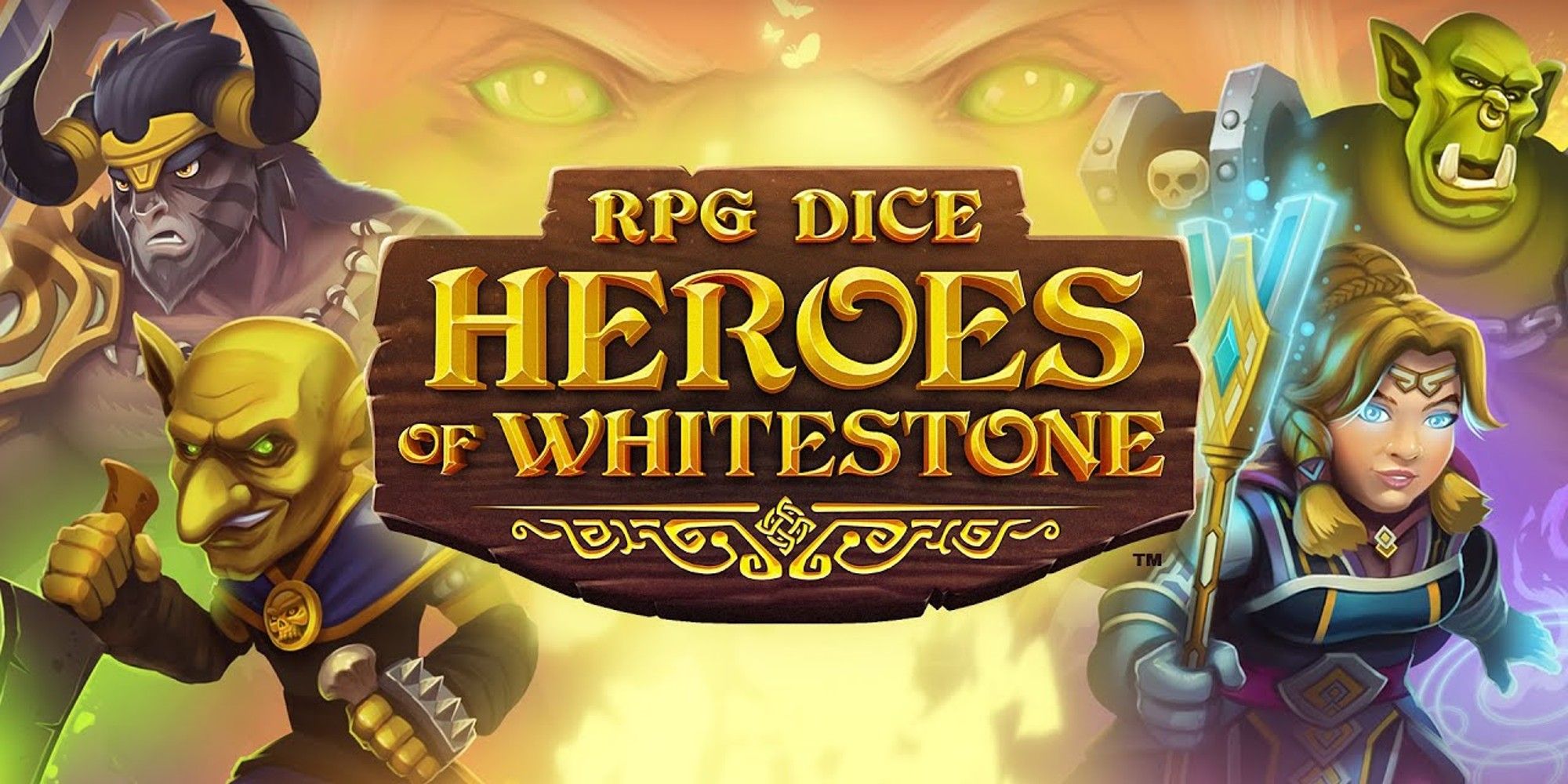 RPG Dice: Heroes of Whitestone cover art with four characters and the logo