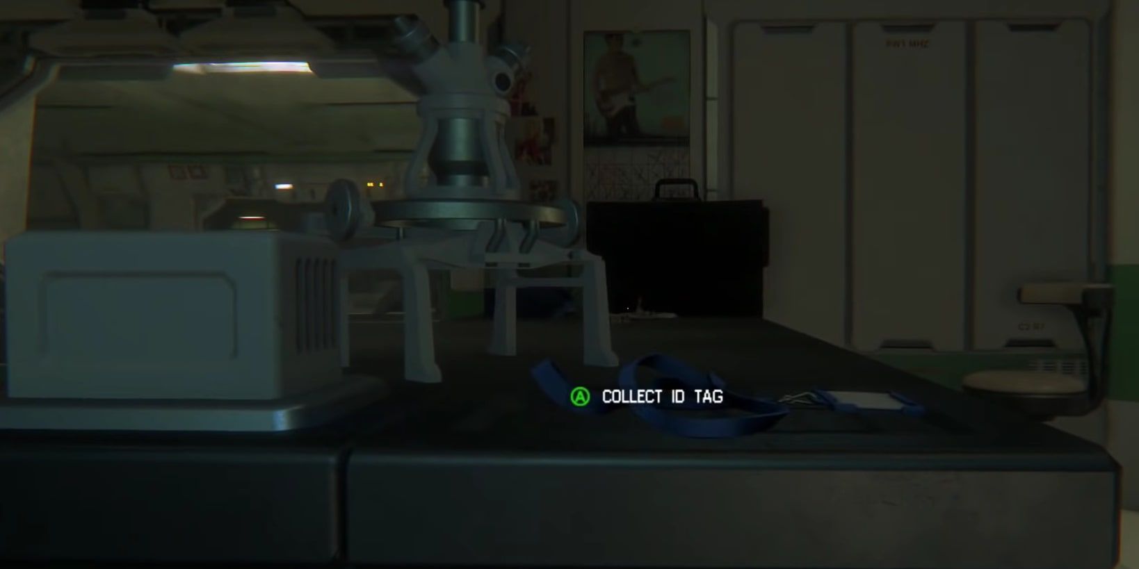 An ID Tag lying on a lab counter in the hospital ward of Alien: Isolation.