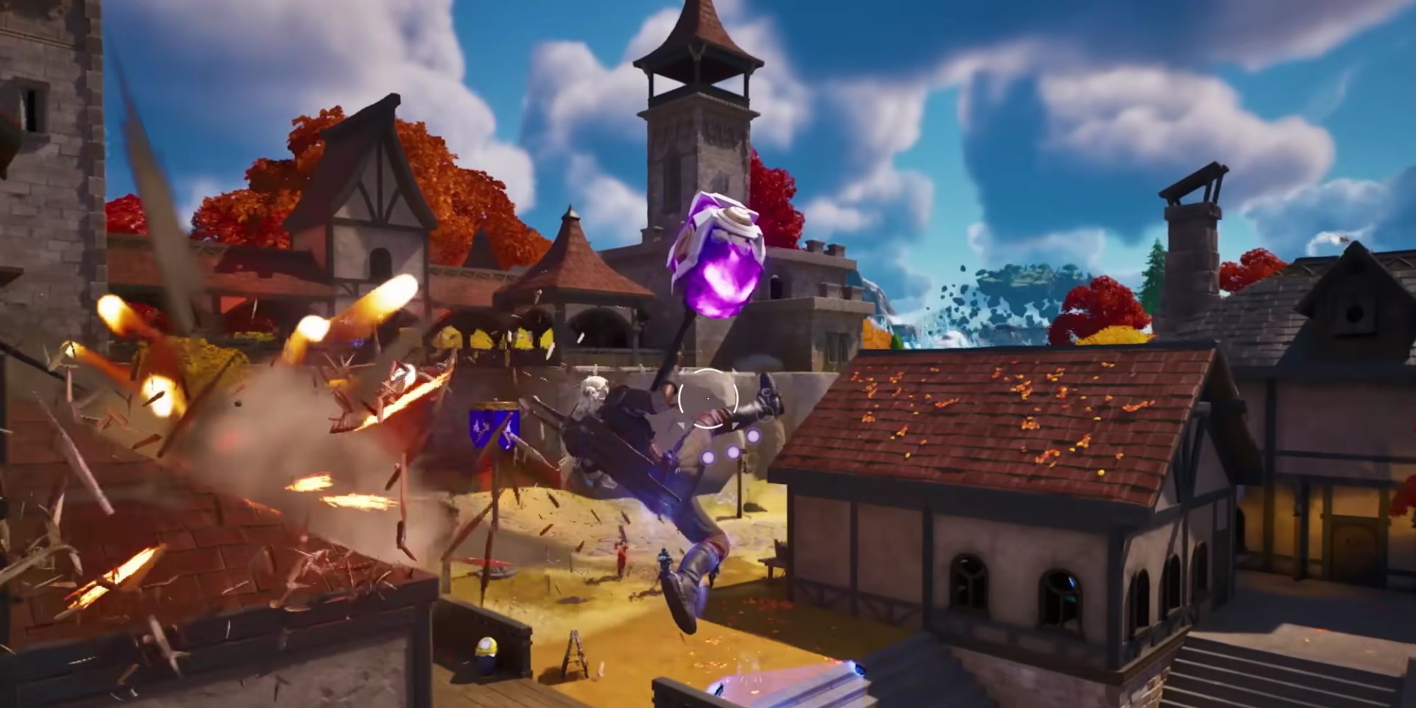 Geralt using the Shockwave Hammer in Fortnite.