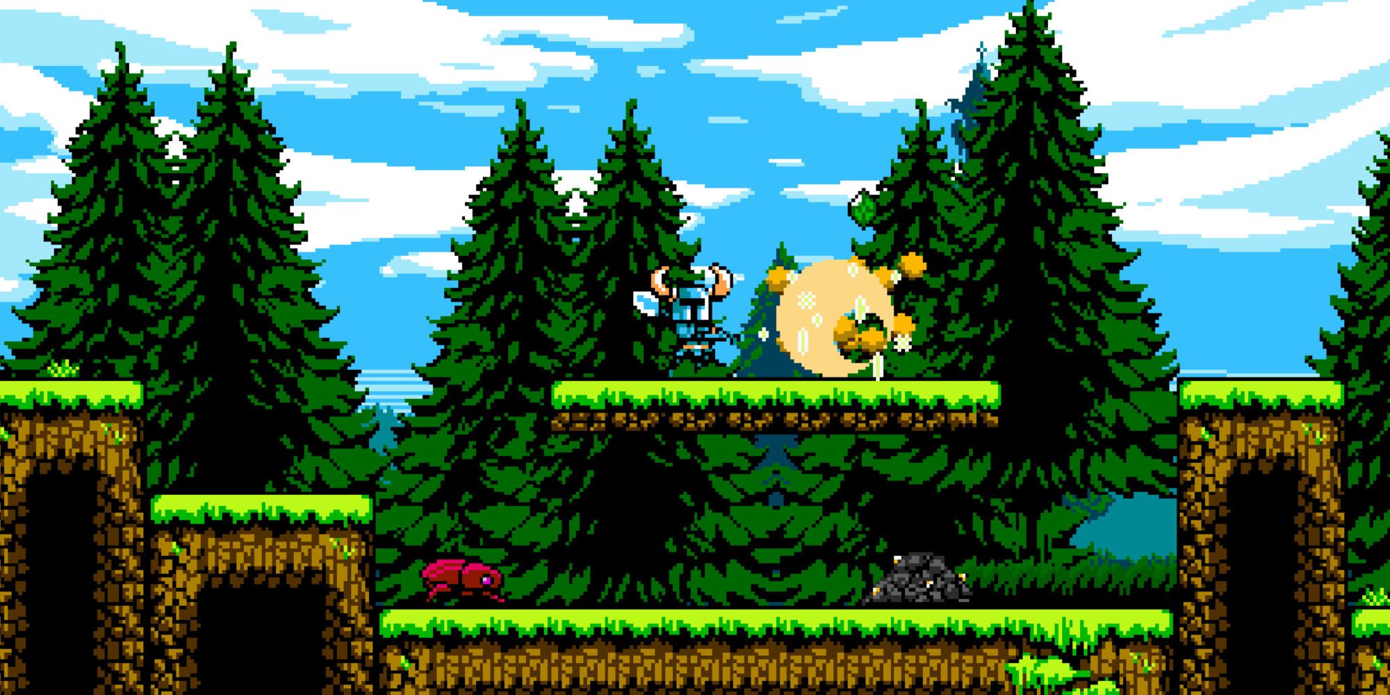 Shovel Knight fighting an enemy in Shovel Knight